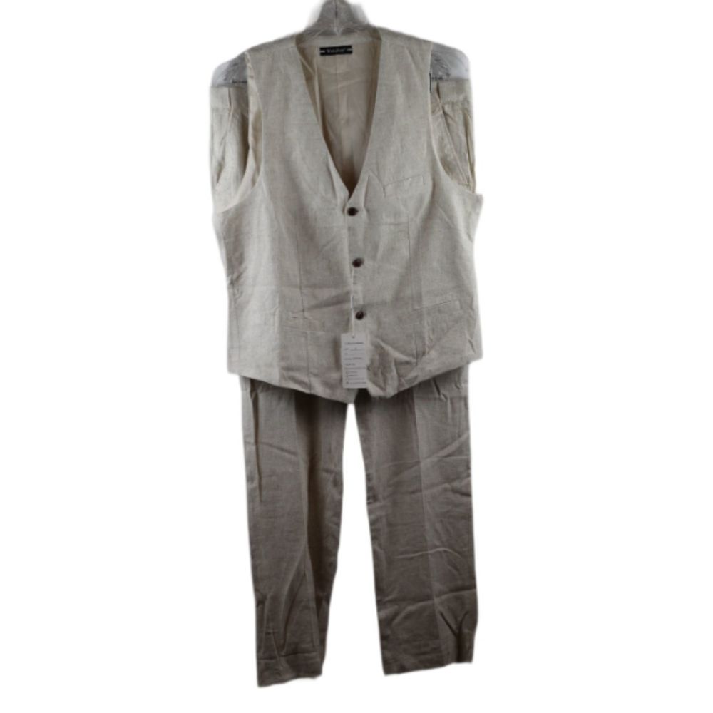 Wehilion Off White Cream Women's 2 Piece Set Pants & Vest Large 051